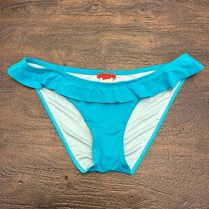 NWOT Spanx Ruffle Bikini, Teal Blue, Size 4